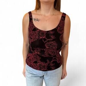 Vintage ALEX evenings Red and black sparkle tank /cami